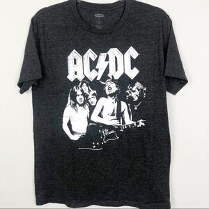 AC/DC Band Graphic Tee in Gray & White
